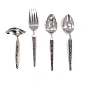 Vintage Riviera Cordova stainless Japan gravy serving spoons and fork.